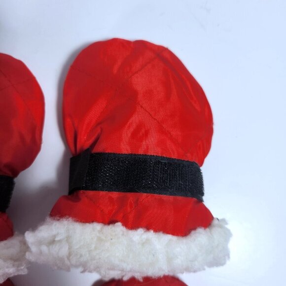 Fashion Pet Dog Rain Snow Boots Santa Paws Red with Faux Fur Trim Size Medium - Picture 3 of 8